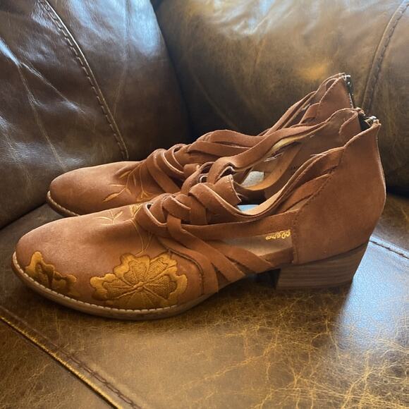 Seychelles women’s size 8 taupe suede lantern embroidered western boho booties - Picture 4 of 9